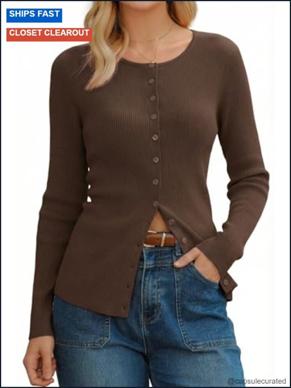 Wool Blend Button Down Cardigan - Lightweight Soft Crewneck Long Sleeve